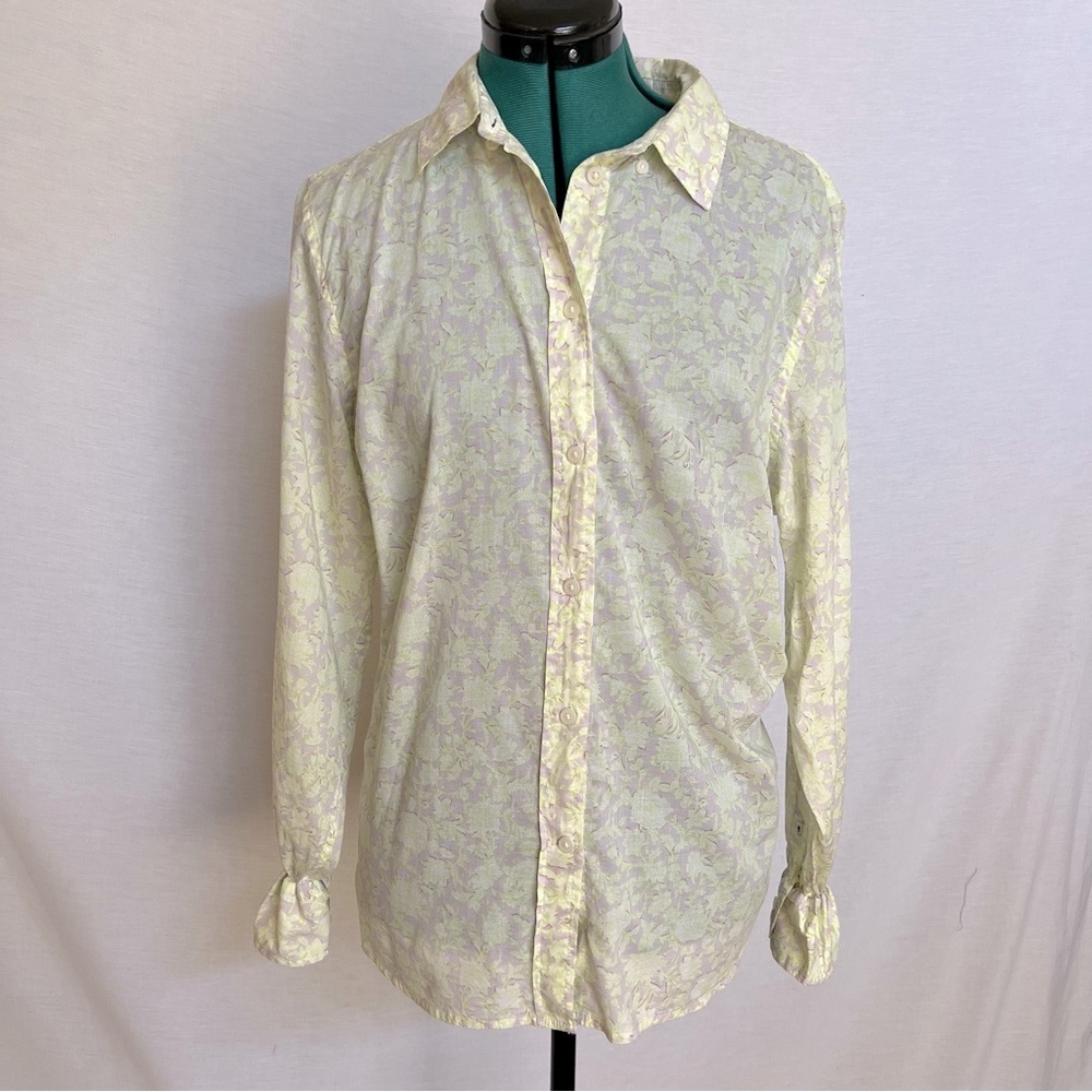 J. Crew Classic Fit Light Green Floral Button Down Shirt